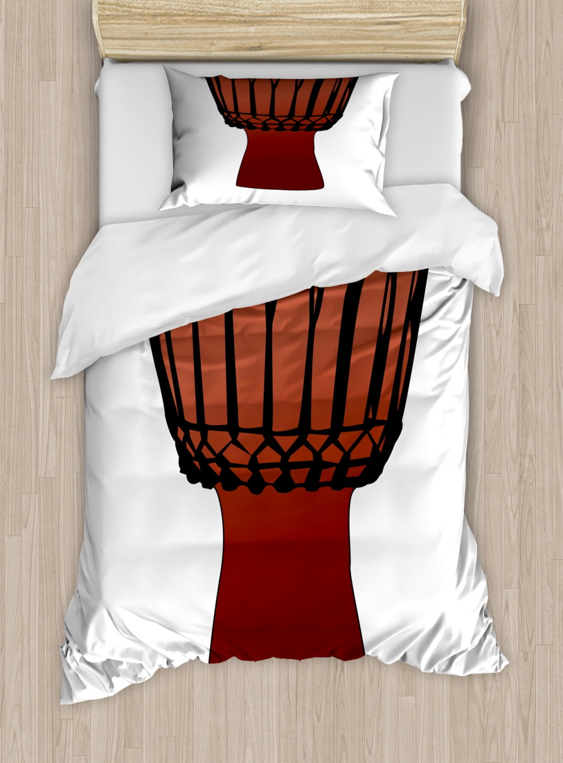 Drums Duvet Cover Set, Pattern of a Tamtam Drum Ornamented Handcraft
