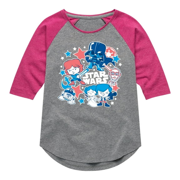 Star Wars - Americana Stickers - Toddler And Youth Girls Shirt Tail Raglan