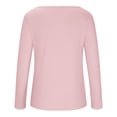 thumbnail image 6 of WREESH Womens Fashion Dressy Tops Solid Color Long Sleeve Round-Neck Keeping Warm Side Button Tops Blouse Pullover Pink, 6 of 7