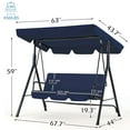 thumbnail image 4 of YODOLLA 3-Seat Outdoor Steel Porch Swing with Canopy, Swing Glider-Dark Blue, Free Standing Porch Swing, 4 of 6