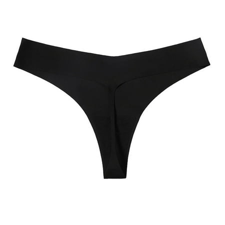 

Womens Underwear Bikini Girls Low Waist Panty Seamless Thongs Solid Nylon Ice Silk Brief Panties