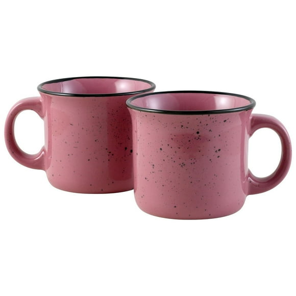 Mainstays Pink glaze with black dots soup 16OZ Mug, Color glaze with stoneware
