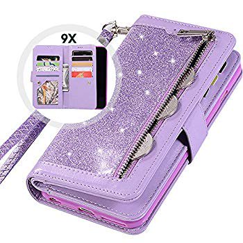 Iphone 11 Pro Max Wallet Case With Strap For Women Girly Bling Glitter Leather Trifold 9 Card Holder Sparkly Protective Flip Magnetic Folding Stand Purse Case With Wallet Money Pocket Purple Walmart Com