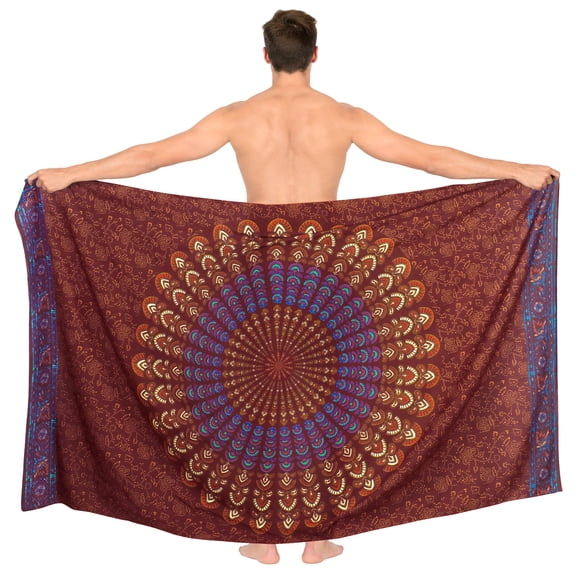 HAPPY BAY Men's Standard Casual Sarong Long Pareo Beach Wrap One Size Cherry, Mandala Summer Vacation Party