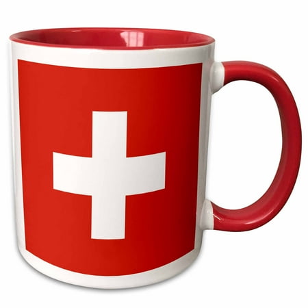 

3dRose Flag of Switzerland - Swiss red and white cross - Europe - European country - world travel souvenir - Two Tone Red Mug 11-ounce