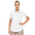 thumbnail image 4 of FEN AI Women's White Button Down Travel Shirts Short Sleeve Tops Outdoor Quick Dry Fishing Work Shirt Casual Loose Blouses for Summer Beach, 4 of 9