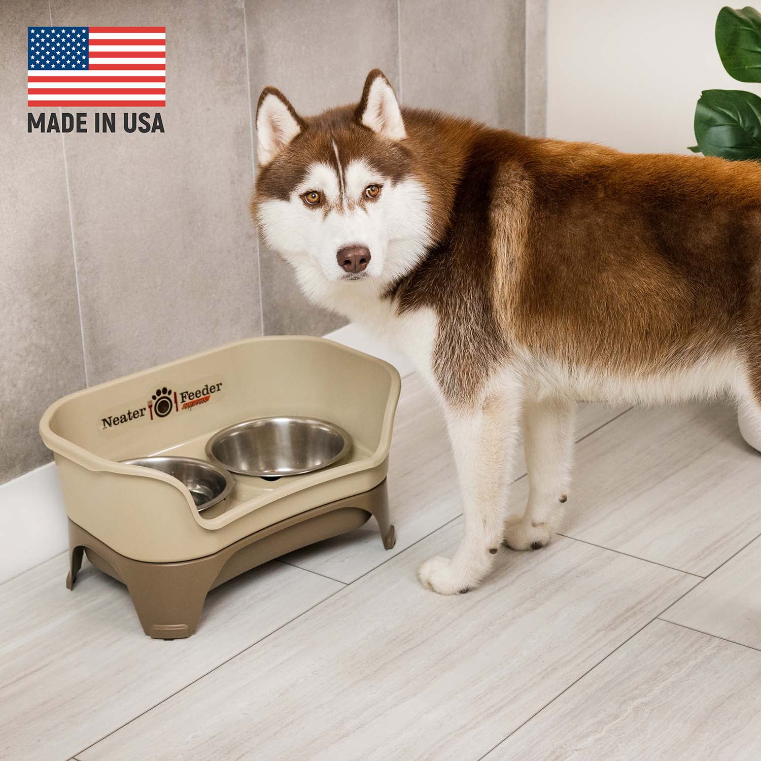Neater Pets Neater Feeder Express Mess-Proof Elevated Food & Water Bowls for Medium to Large Dogs, Cappuccino