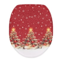 SEANATIVE Christmas Snowflake Toilet Lid Covers for Bathroom Round Xmas Tree Toilet Seat Lid Cover Elongated Toilet Protector Cover Unviersal Fits Most Toilet Lids