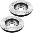 thumbnail image 4 of MotorbyMotor Front Brake Rotors 300mm E-Coating Drilled & Slotted Brake Rotor & Brake Pad kit Including CLEANER DOT4 FLUID Fits for 2003-2008 Honda Pilot Disc Brake Rotors (All Models), 4 of 6