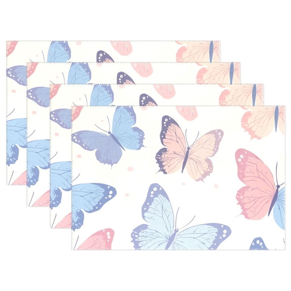 Butterflies Blue and Pink 12×18 inch Placemats Heat Resistant Washable Foldable Rectangular Placemats Set Decoration Indoor Outdoor for Kitchen Dining Table 1PC
