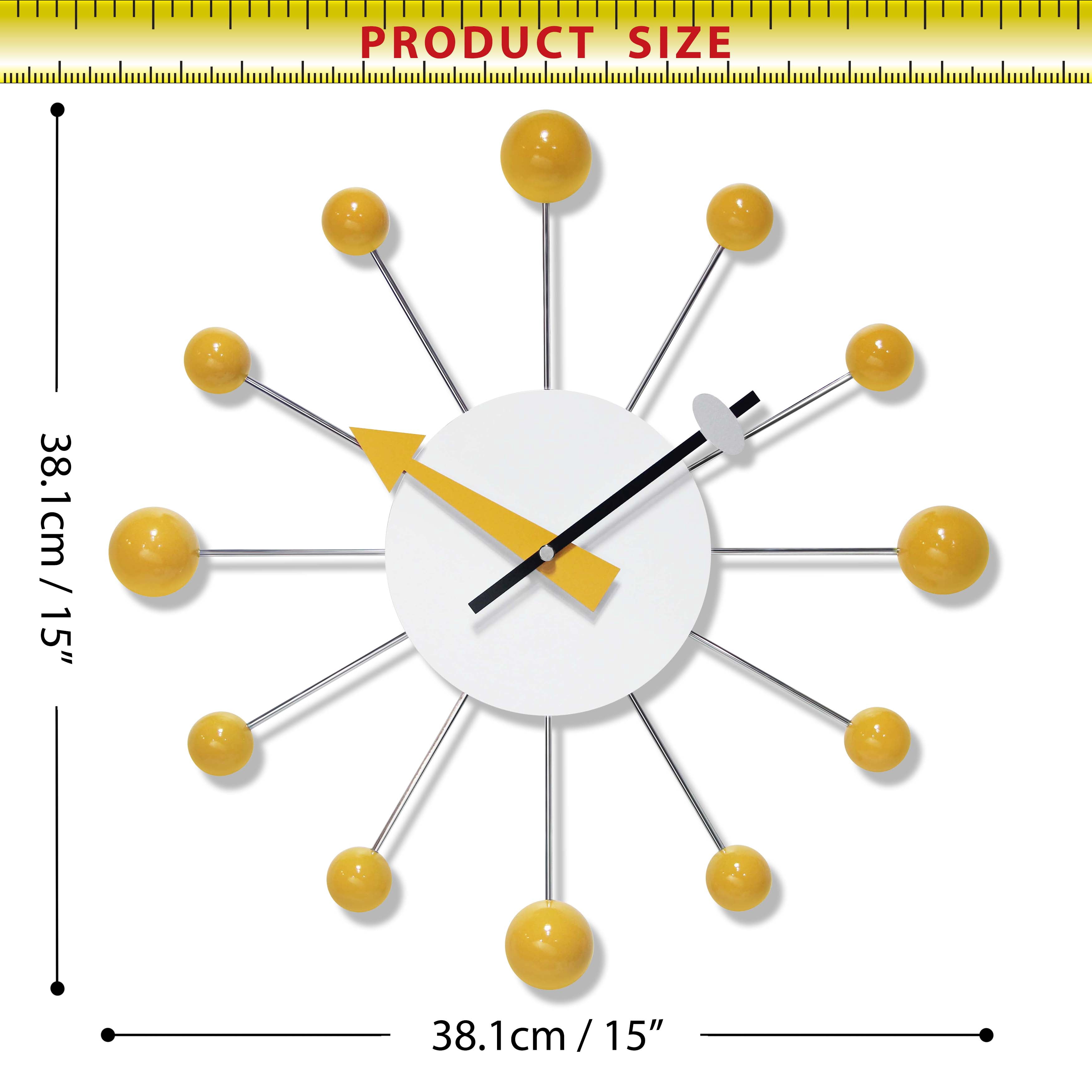 Infinity Instruments Orb Spoke 15 Inch Starburst Indoor Wall Clock, Saffron