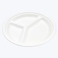 thumbnail image 1 of Reharvest Plato de Comedor Dividido de 3 Compartimentos de 10" [Caja de 700], Resistente, 100 % Biodegradable, Compostable en Casa, sin Plástico, Hecho de Fibras de Bagazo de Caña de Azúcar Ecológicas, 1 of 5