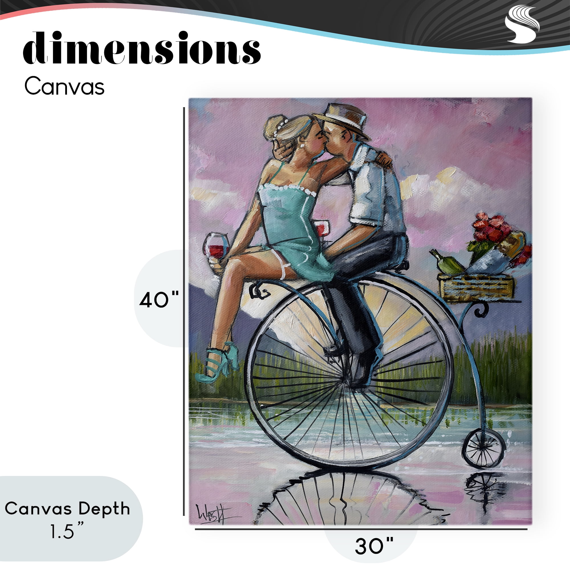 Stupell Industries Romantic Picnic on Bicycle Canvas Wall Art, design by Ronald West