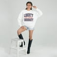 thumbnail image 3 of Women's Gameday Couture White Liberty Flames Oversized Faded Formation Premium Fleece Sweatshirt, 3 of 5