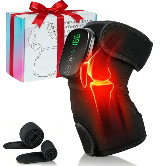Heated Knee Massager, 5000mAh Knee Heating Pad with Heat and Vibration, 3 in 1 Cordless Shoulder & Elbow Massager for Men Women, 1PCS