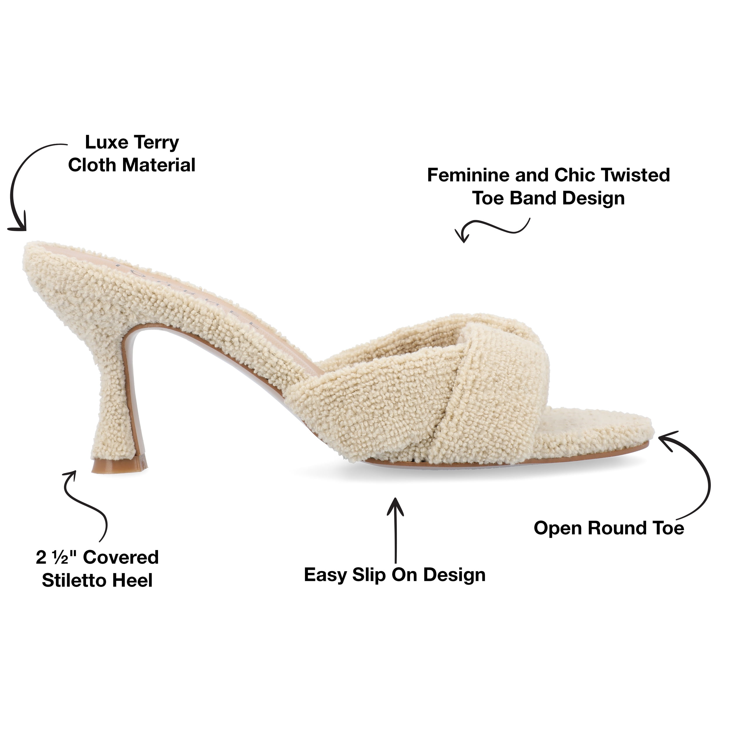 Journee Womens Mannon Soft Terry Cloth Slip On Open Toe Sandals