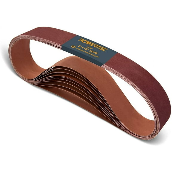 POWERTEC 10PK 2 x 72 Inch Sanding Belts | 60 Grit Aluminum Oxide Sanding Belt | Premium Sandpaper, 111550