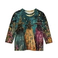 thumbnail image 3 of Abcomgle Girls Halloween Shirts Size 6 Spooky Witches Gathering Graphic Shirts for Kids Crewneck 3/4 Sleeve T-Shirts for Girls Fall Funny Scary Tee Top Girls, 3 of 4