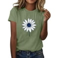 thumbnail image 2 of Ovbmpzd Hauts Amusants pour Femmes Vert Été Manches Courtes T-Shirts Graphiques Floraux pour Femmes S, 2 of 5