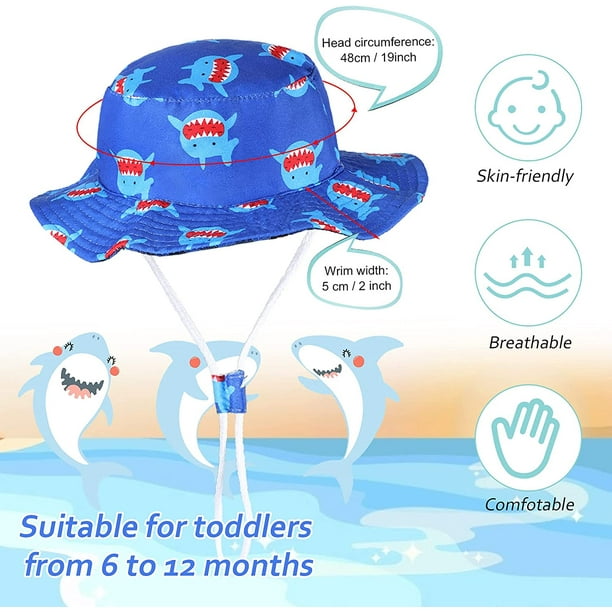 2 Pieces Unisex Child Summer Hat Baby Sun Hat Adjustable Toddler Kids Beach  Cap Wide Brim Sun Protection Hat Breathable Sun Protection Hats Bucket Hat  with Chin Strap for Baby Infant, 2