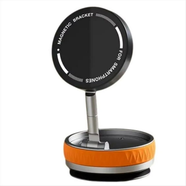 Soporte Magnético para Teléfono Móvil con Ventosa Giratoria de 360 Grados, Soporte Plegable para Navegación de Coche, Color Naranja.