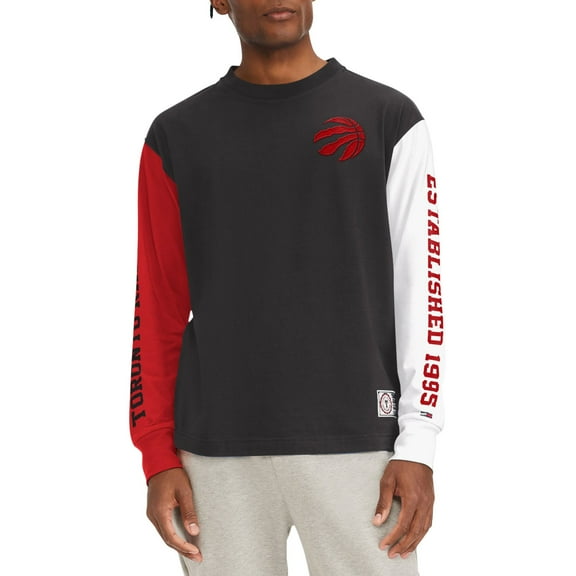 Men's Tommy Jeans Black Toronto Raptors Richie Color Block Long Sleeve T-Shirt