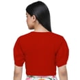thumbnail image 4 of eloria Women's Casual Blouse Tops, Ruffle Puff Sleeve, Round-Neck Top Color: Red | Size: L, 4 of 6