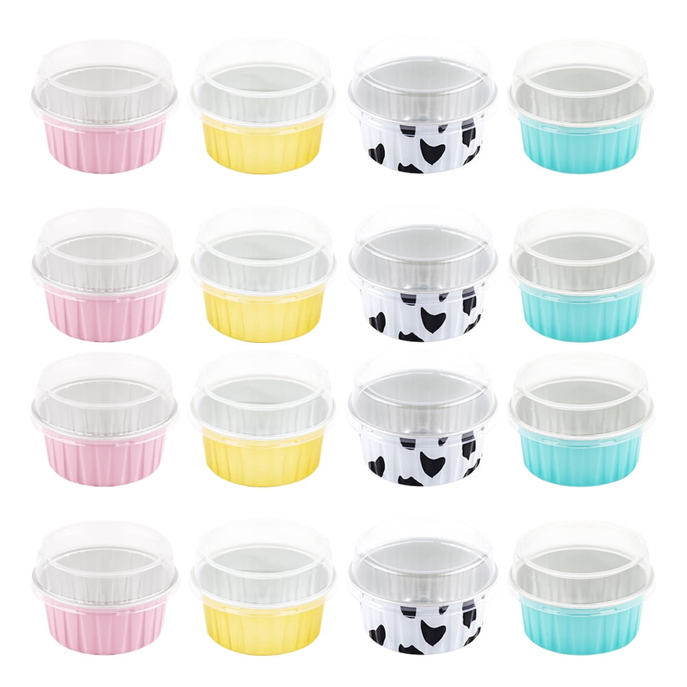 NUOLUX Cups Cupcake Cup Foil Aluminum Baking Dessert Lids Pudding