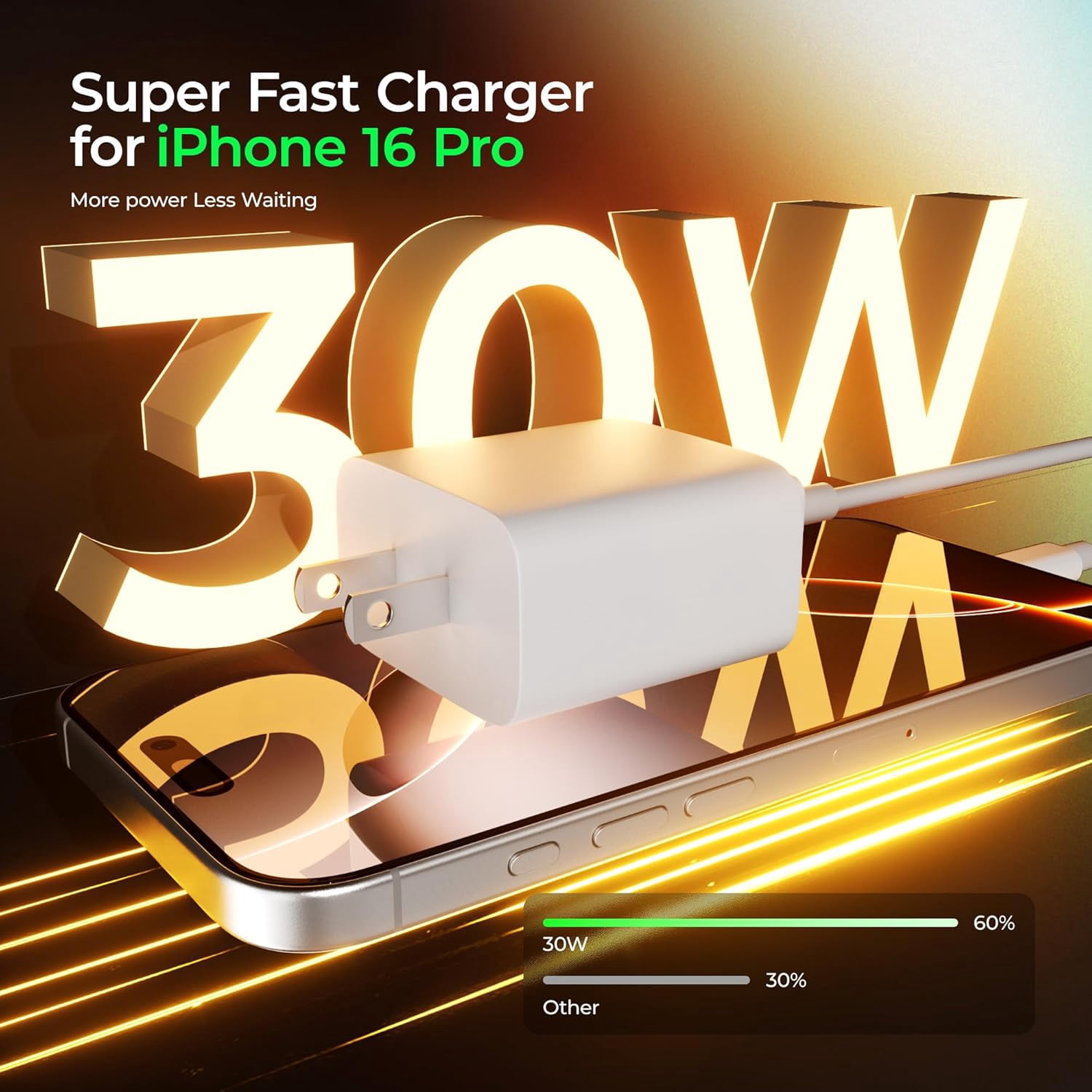 iPhone 16 15 Charger Fast Charging,30W USBC Charger Block with 6&10FT Long USB C Charging Cable Cord Compatible with iPhone 16/16 Pro Max/16E/15/15 Pro Max/iPad Pro,Samsung Galaxy S24 Ultra