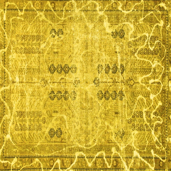 Ahgly Company Indoor Square Abstract Yellow Modern Area Rugs, 3' Square