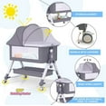 thumbnail image 2 of LHUAI, Baby Bassinet Bedside Crib With Storage Basket And Wheels, Bed Side Sleeper, Easy Folding, Adjustable Height, Portable Crib For Newborn, With Removable Mosquito Net And Mattress, Grey, 2 of 10