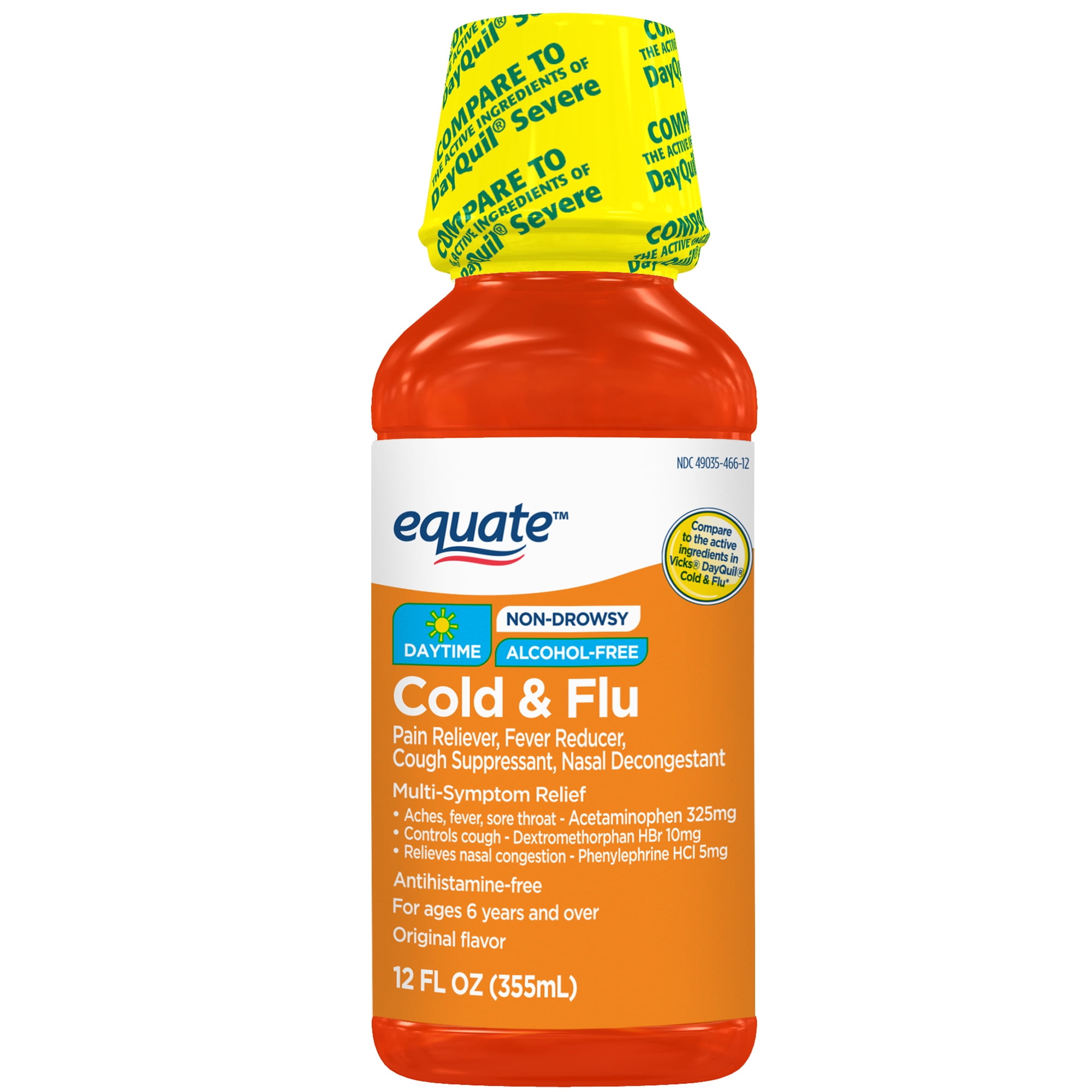 Equate Daytime Cold and Flu Relief, Liquid Cold Medicine, 12 fl oz