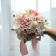 thumbnail image 1 of Nvzi Ramos de boda para novia - Ramos de novia para novia - Flores artificiales de seda color champán rosa para boda, iglesia, hogar, propuesta, decoración, 1 of 5
