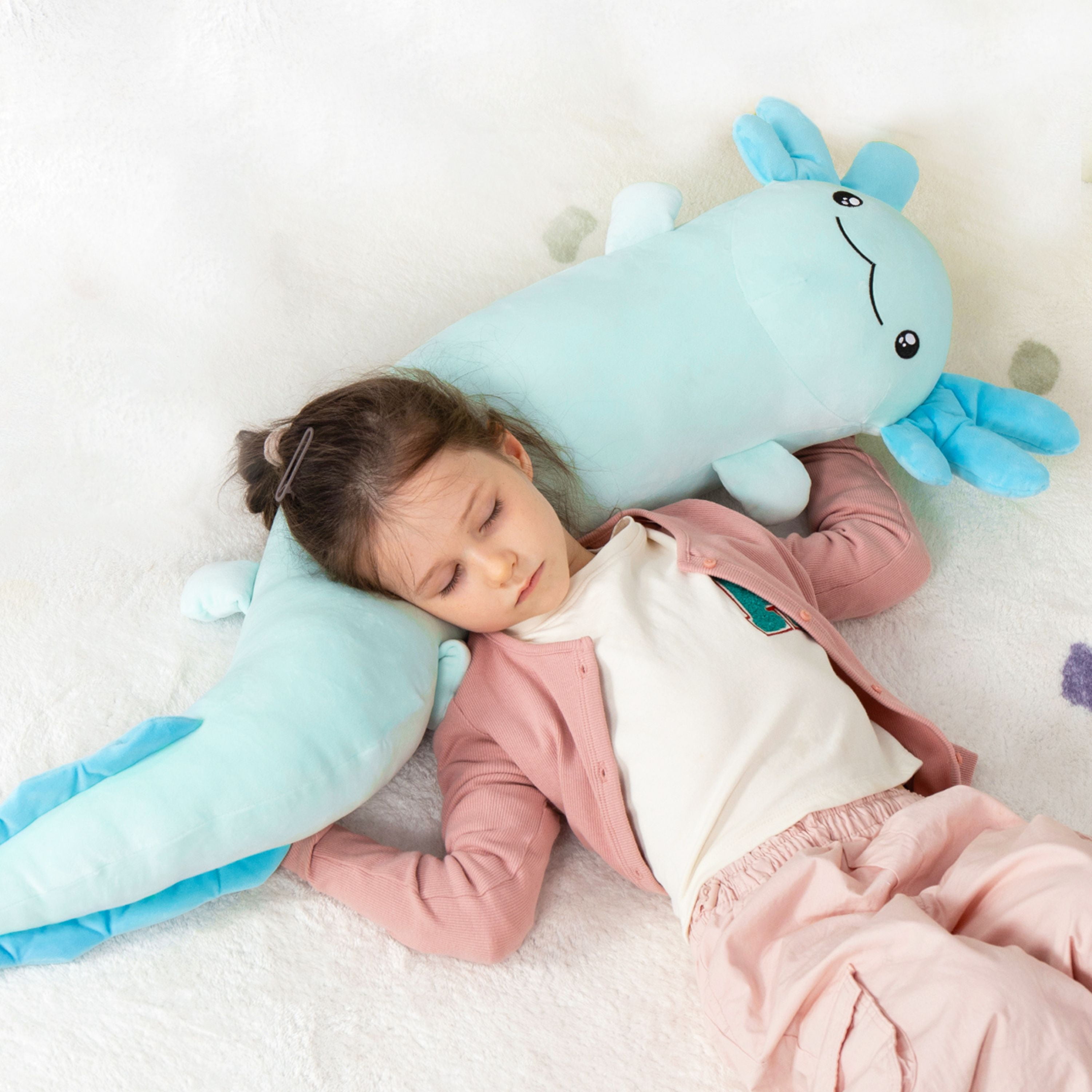 Tezituor 48" Axolotl Stuffed Animal Giant Stuffed Axolotl Glow in The Dark Plush Toy