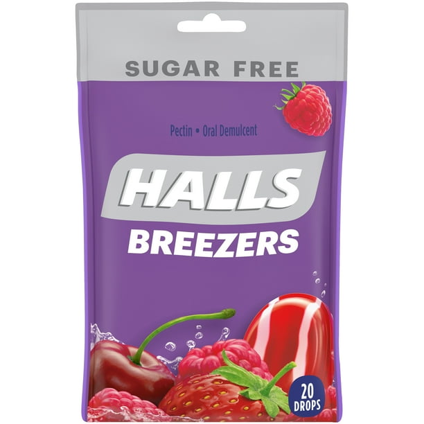 HALLS Breezers Cool Berry Sugar Free Throat Drops, 20 Drops Walmart