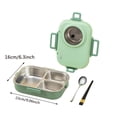 thumbnail image 3 of Binwennn Lettuce Crisper for Fridge Laundry Canister Kitchen Food Storage 1100ml Stainless Steel Bento Lunch For Kids And Adults Stackable Containers With 3 Compartments, 3 of 7