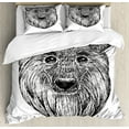 thumbnail image 1 of Charcoal Duvet Cover Set Queen Size, Drawing Illustration of Collie Scottish Shepherd Doggy Animal Art, Decorative 3 Piece Bedding Set with 2 Pillow Shams, Charcoal Grey and White, by Ambesonne, 1 of 3