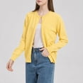 thumbnail image 5 of Lightweight Sweater Cardigan for Women Knitted Crew Neck Long Sleeve Button Down Coat Trendy Casual Comfy Clothes (XL, Yellow), 5 of 7