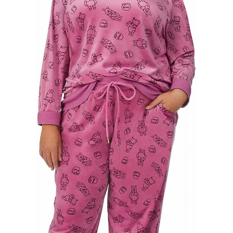 Disney Womens 2 Piece Silky Stretch Fleece Pajama Set as1 alpha m regular regular Winnie the Pooh Pink Medium