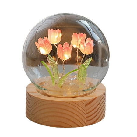 

Desheus 1 Set Tulip Night Light Soft Lighting Wooden Base Realistic Battery-operated Easy Installation Decorative Energy-saving Creative Handmade Tulip Night Light DIY Craft Party Supplies