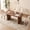 Boucle Beige Chairs, variant on 71" Large Dining Table Set for 4, Rounded Corners Farmhouse Modern Rectangle Wood Kitchen Table with Boucle Chairs Set of 4