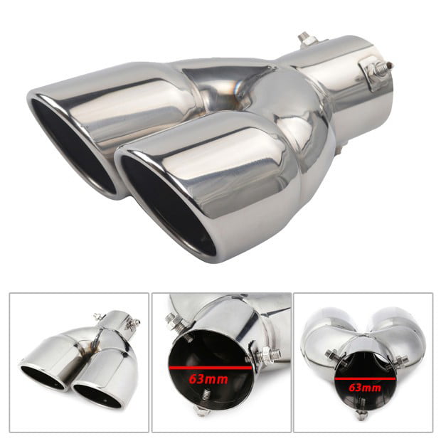 3 Inlet Dual 3 Out 6.7 Long Rolled Round 304 Stainless Steel Exhaust Tip