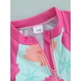 thumbnail image 4 of SUNSIOM Toddler Girls Rash Guard Swimsuit Flower Starfish Shell Pattern Zip Up Short Sleeve Crew Neck Baby Girls Swimwear, 4 of 6