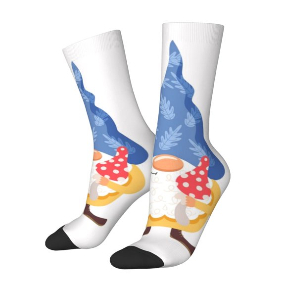 Logiee Autumn Funny Gnomes Print Adult Socks for Men & Women,Calf Socks, Ankle Socks,Boots Socks,Breathable Casual Sock,Unisex Crew Socks
