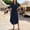 *Navy, variant on ClodeEU Women's Short Sleeve Button Down Shirt Dress,Casual Tie Waist Midi Dress with Side Slit Black,Women's Plus L