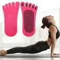 thumbnail image 2 of Unique Bargains 2 Pair Yoga Socks Five Toe Socks Non Slip Pilates Barre Ballet Socks Rose Red for Women with Grips, 2 of 6