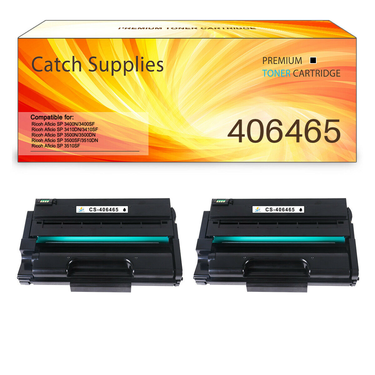 2Pk 406465 Toner Compatible For Ricoh 