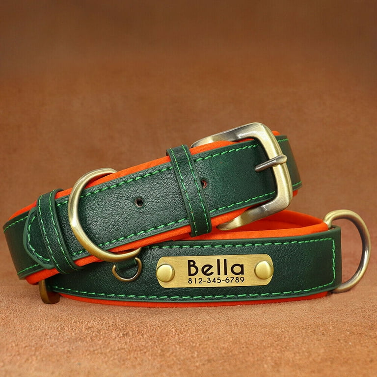 Pet Artist Leather Dog Collar Custom Personalized Soft Padded