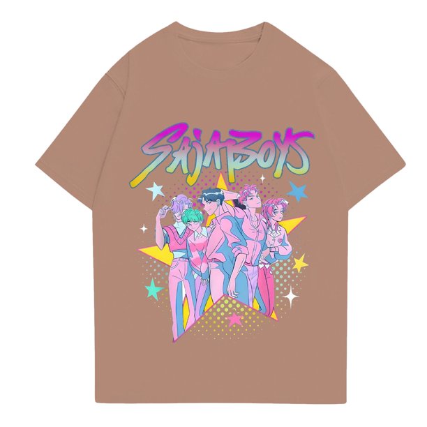 Pop cazadora para niña Demon Hunters Graphic Round-Neck Short Sleeve T Shirt For Kids Youth Fashion Tee With Cartoon Print Design Soft Blend Top For Children (Camel)