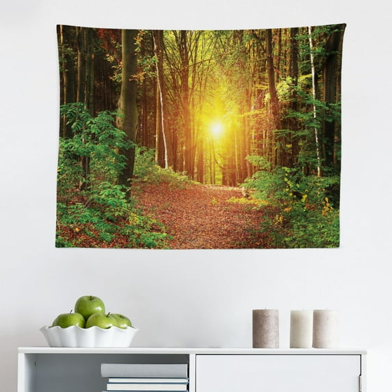 Ocean Tapestry, Dreamlike Sunset in The Ocean Aurora Borealis Beyond Pacific Sea Atmosphere Photo, Fabric Wall Hanging Decor for Bedroom Living Room Dorm, 2 Sizes, Purple Blue, by Ambesonne